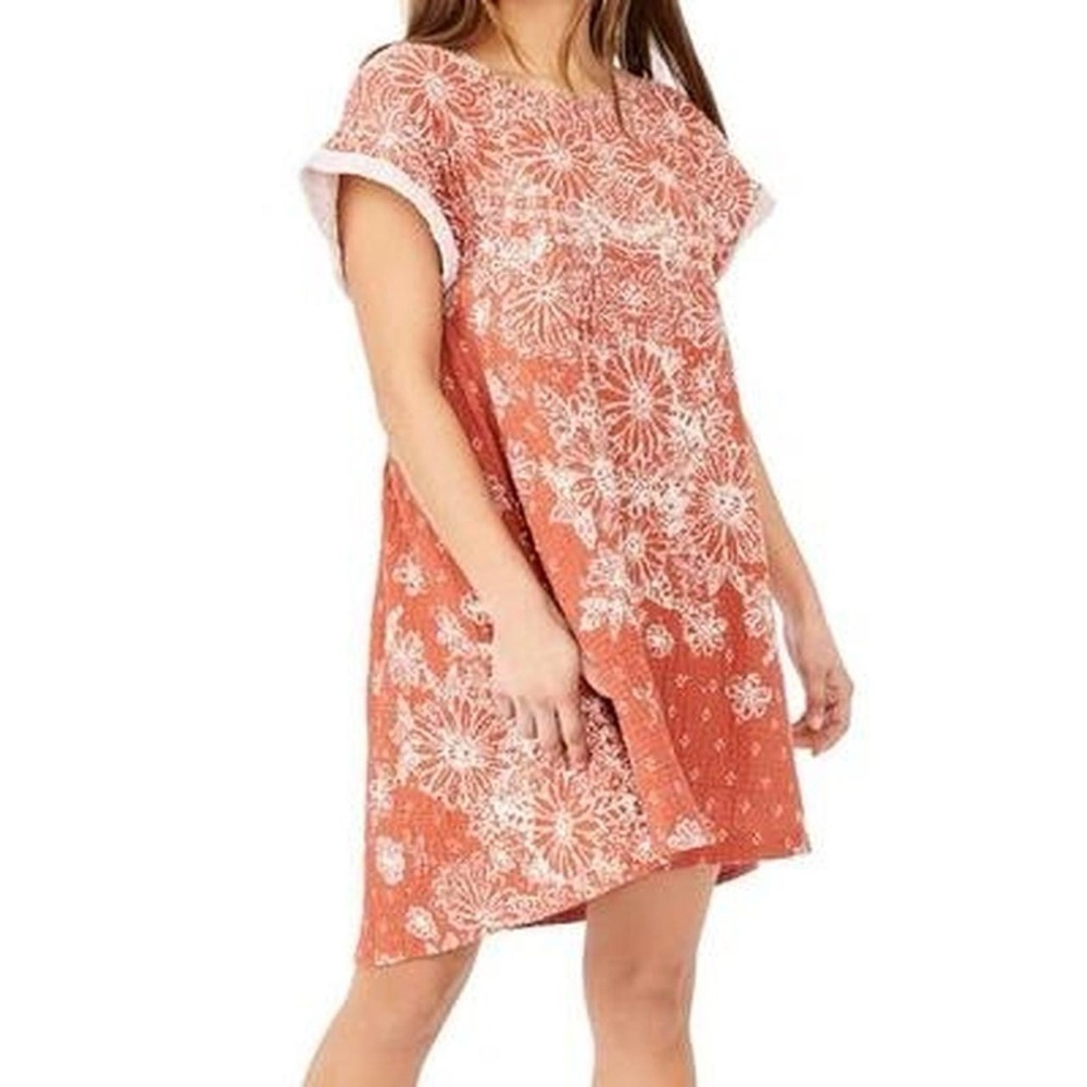 Free People Pinwheel Print Swing‎ Dress In Coral Combo